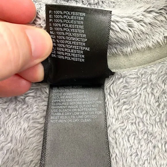North Face Osito Fleece Jacket Full Zip Womens Medium Gray Pink Ribbon Gorpcore - Picture 8 of 11